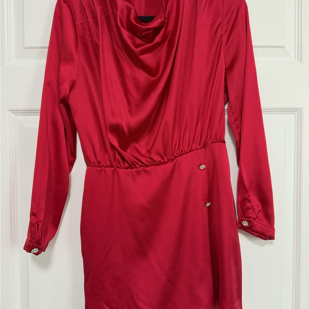 Zara Vibrant Red Long Sleeve Dress